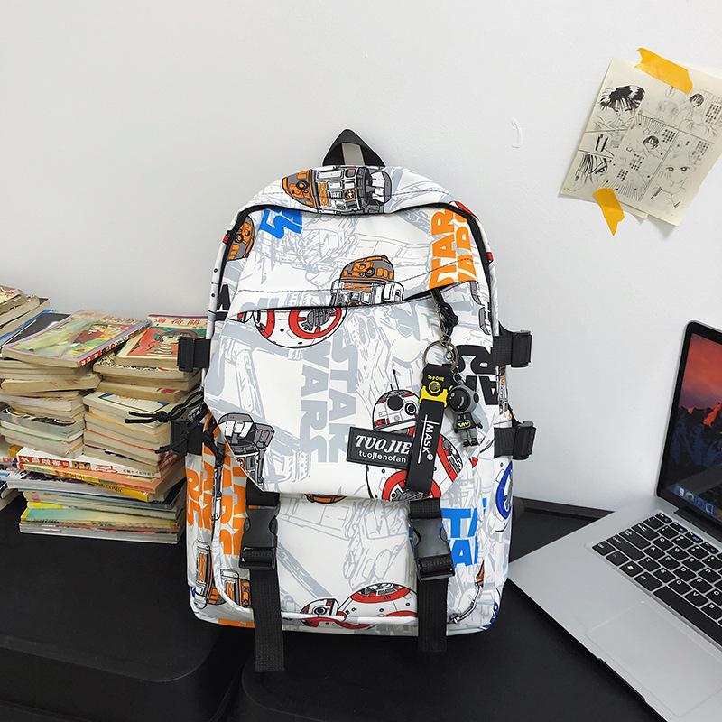 Backpack women s fashion Korean version ins style simple junior school student schoolbag lightweight trendy brand versatile graffiti student backpack