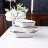 2 Piece Rectangular Casserole Lasagna Dish Strip Pattern Food Serving Tray  Pasta