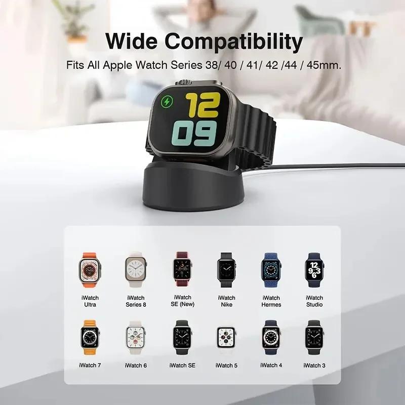 Magnetic Watch Wireless Charger Base for Apple Watch 10 9 8 7 6 5 SE Samsung Galaxy Watch 8 7 Active Dock Fast Charging Station