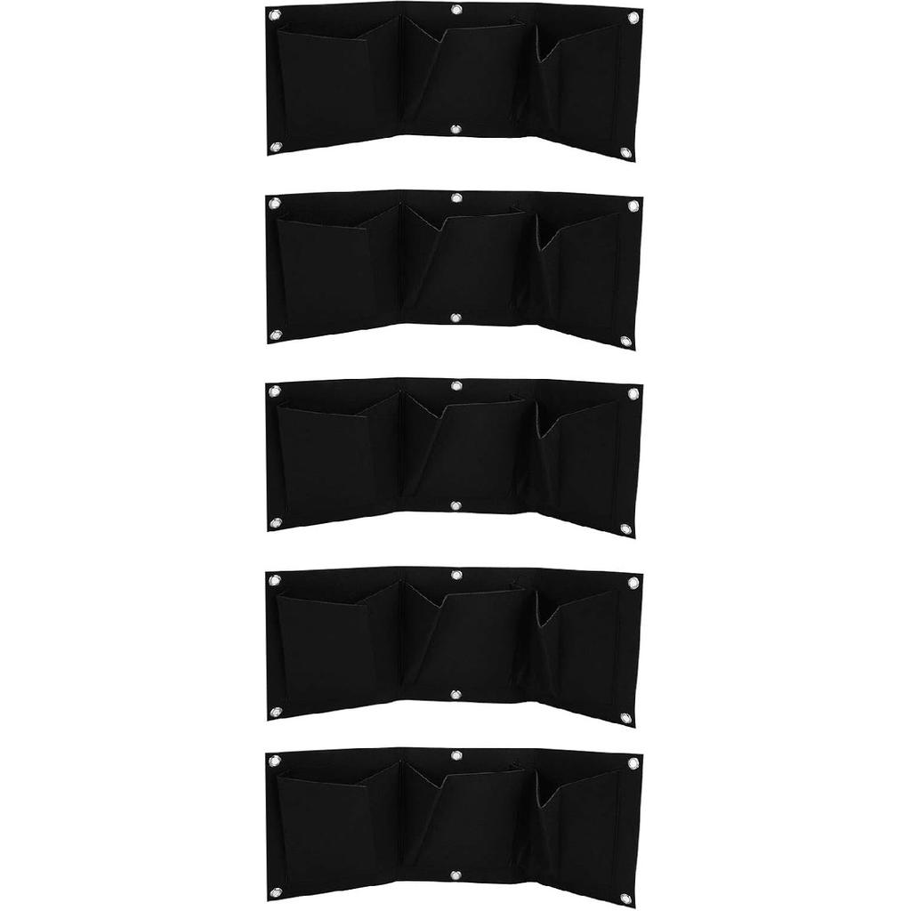 Vertical Garden Wall Hanging Planter with 3 Pockets 5Pcs Plant Growing Bags Wall Mounted Degradable 3Pockets Planter Garden Accessory Wall Mounted