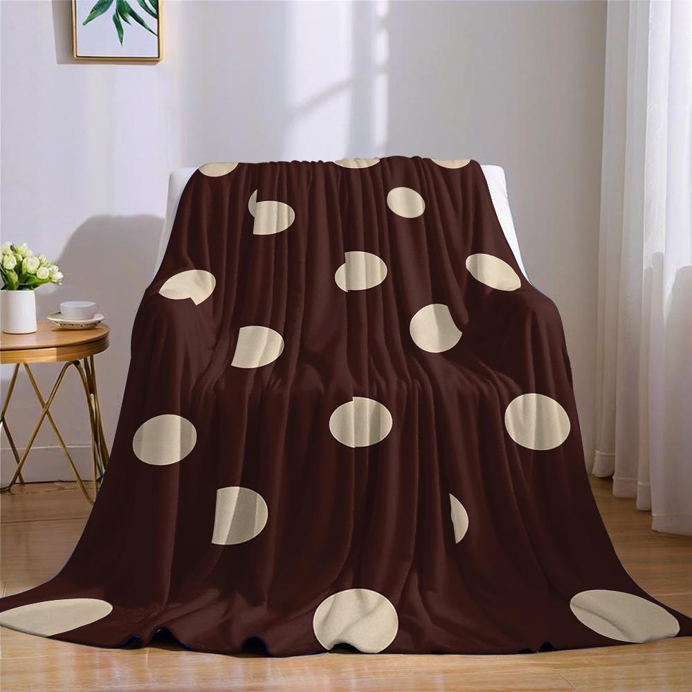 Braun mit beigen Punkten Flanelldecke Warm Weich Halloween Weihnachten Sofa Warm Gemütlich Dekoratives Dekor Geschenk für Alle Jahreszeiten