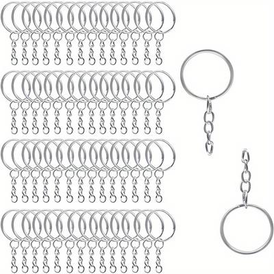 100pcs 2.5CM Round Keyring Chain Ring DIY Jewelry Accessories Key Ring with Extension Chain Open Single Ring