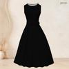 Women Plus Size Two Piece Set Long Sleeve Open Cardigan Sleeveless Round Neck Tie Waist Geometric Printed Black White Dress