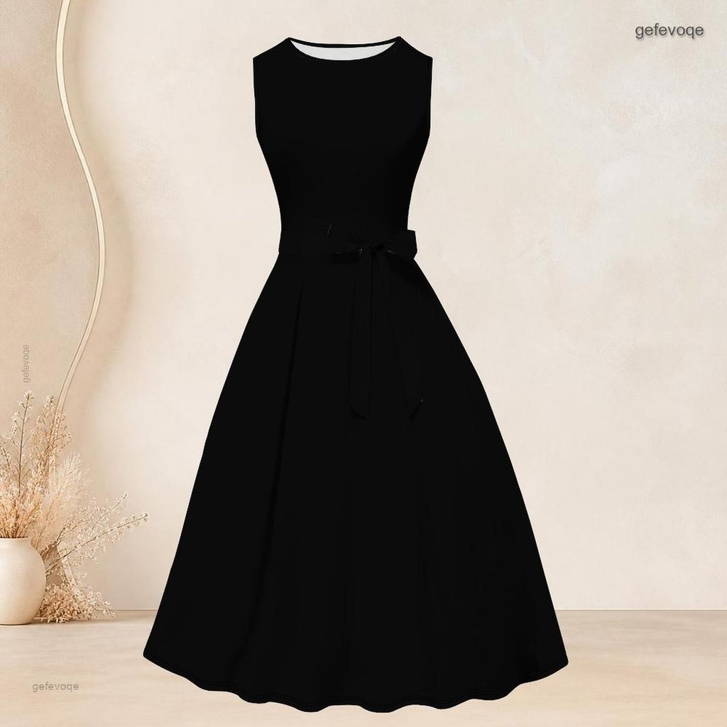 Women Plus Size Two Piece Set Long Sleeve Open Cardigan Sleeveless Round Neck Tie Waist Geometric Printed Black White Dress