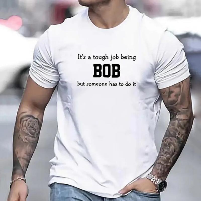 Fashion BOB Letter Print T-Shirts Street Hipster Men's Clothing Oversized Loose Crew Neck T-Shirt Top Casual Male T Shirts Top