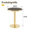 Modern round side table with golden stainless steel frame, table with marble-look surface for the living room, luxurious side table with stable base