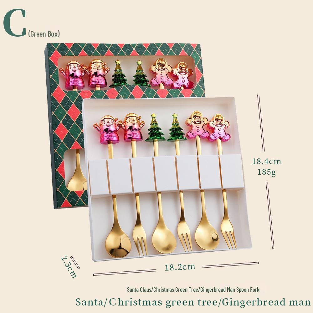 Cartoon Christmas Stainless Steel Cutlery Set: Colorful Spoon & Fork