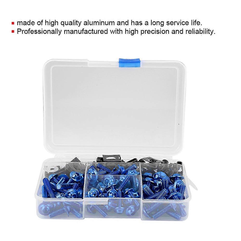 177pcs Motorcycle Screws Fairing Bolt Kit Universal M5 M6 Fit for Yamaha SportbikesBlue