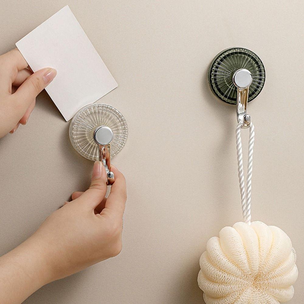 5Pcs Plastic Door Sticky Hooks Transparent Shower Towel Rack Creative Suction Cup Hook  for Home