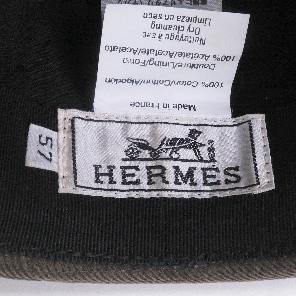 Świetny kapelusz HERMES H haftowane logo kapelusz sztruksowy brązowy bawełna męski 57 Używany