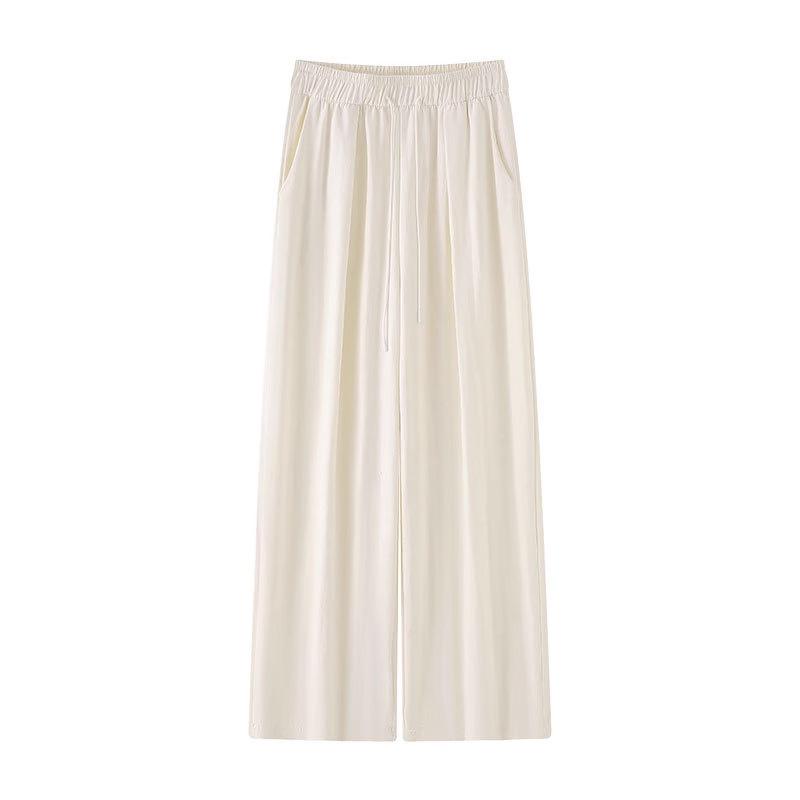 Women's Autumn 2025 High-Waist Wide-Leg Pants - White, Draped, Loose-Fit, Lightweight Yamamoto Style