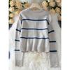 Female Knitted Striped Sweater Cardigans Tops Outfits Women Casual Long Sleeve Fashion Loose Sweater Coat Winter