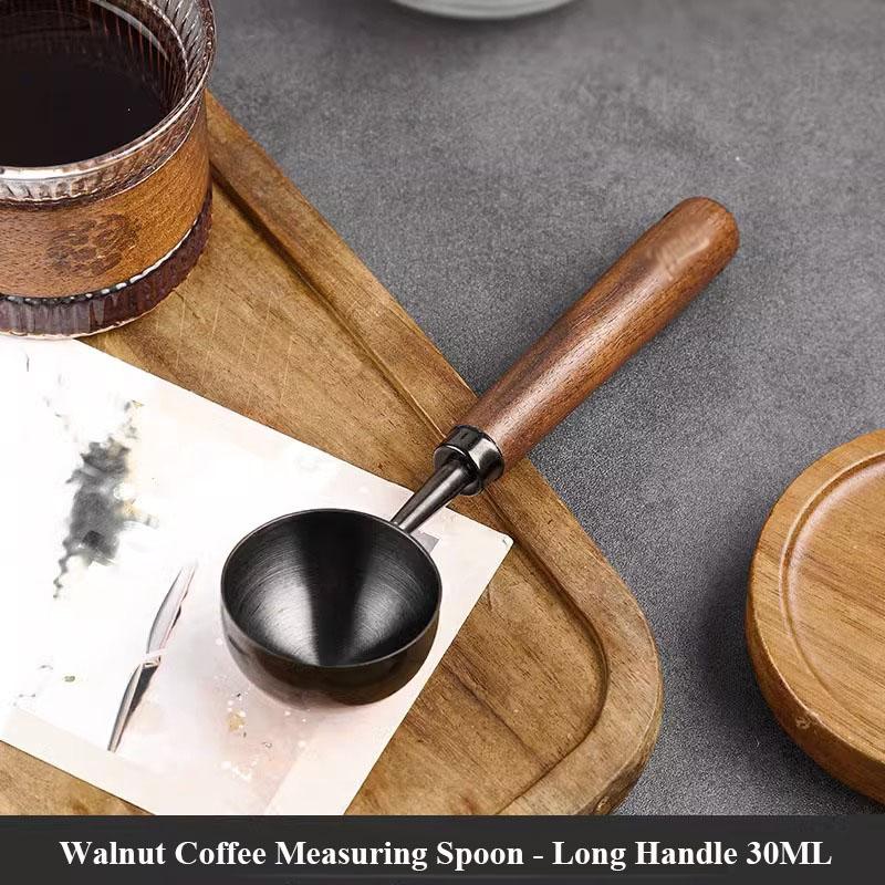 Walnut Handle Coffee Spoon Long Handle Coffee Bean Spoon Short Handle Stainless Steel Coffee Powder Measuring Spoon Kitchen Tool