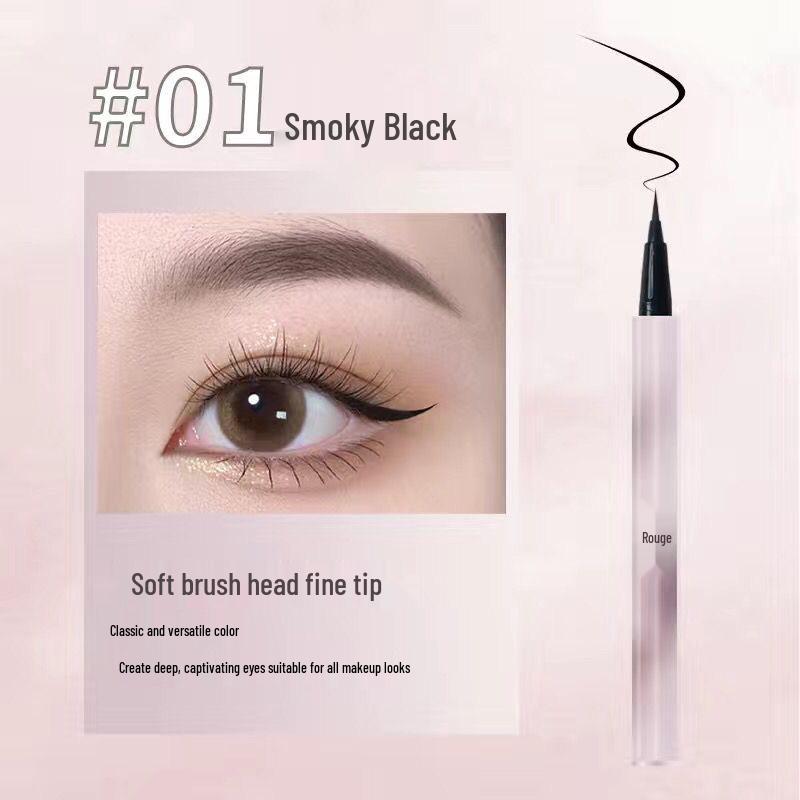 Rouge Lae Quick-Drying Fine Cloud Eyeliner Pen – Beginner-Friendly, Brown Bristle & Sponge Head.