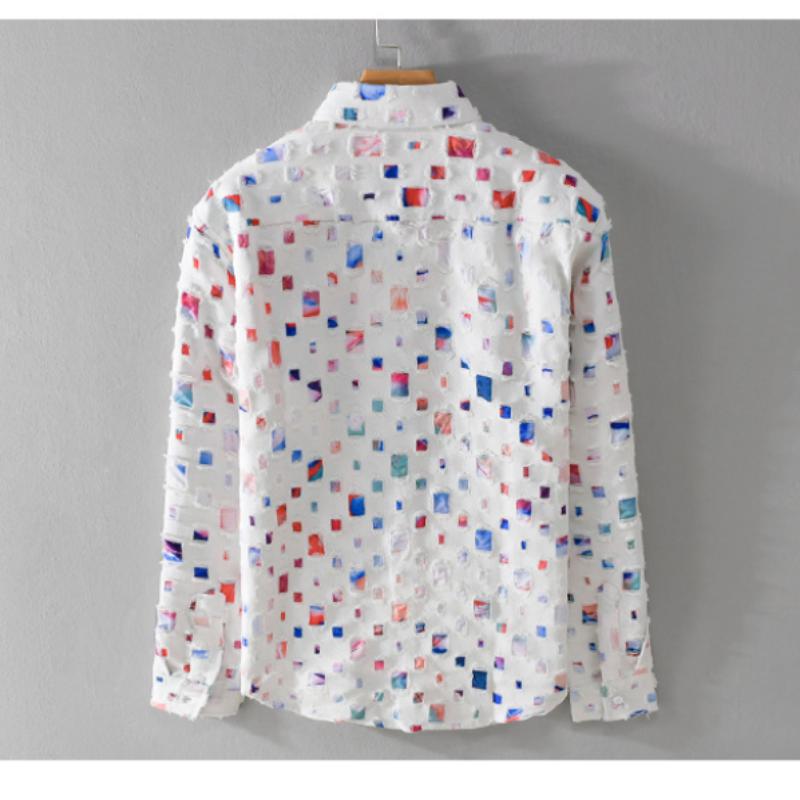 Chemise à manches longues à carreaux colorée pour jeunes, streetwear, ample, printemps/automne, en pur coton, décontractée