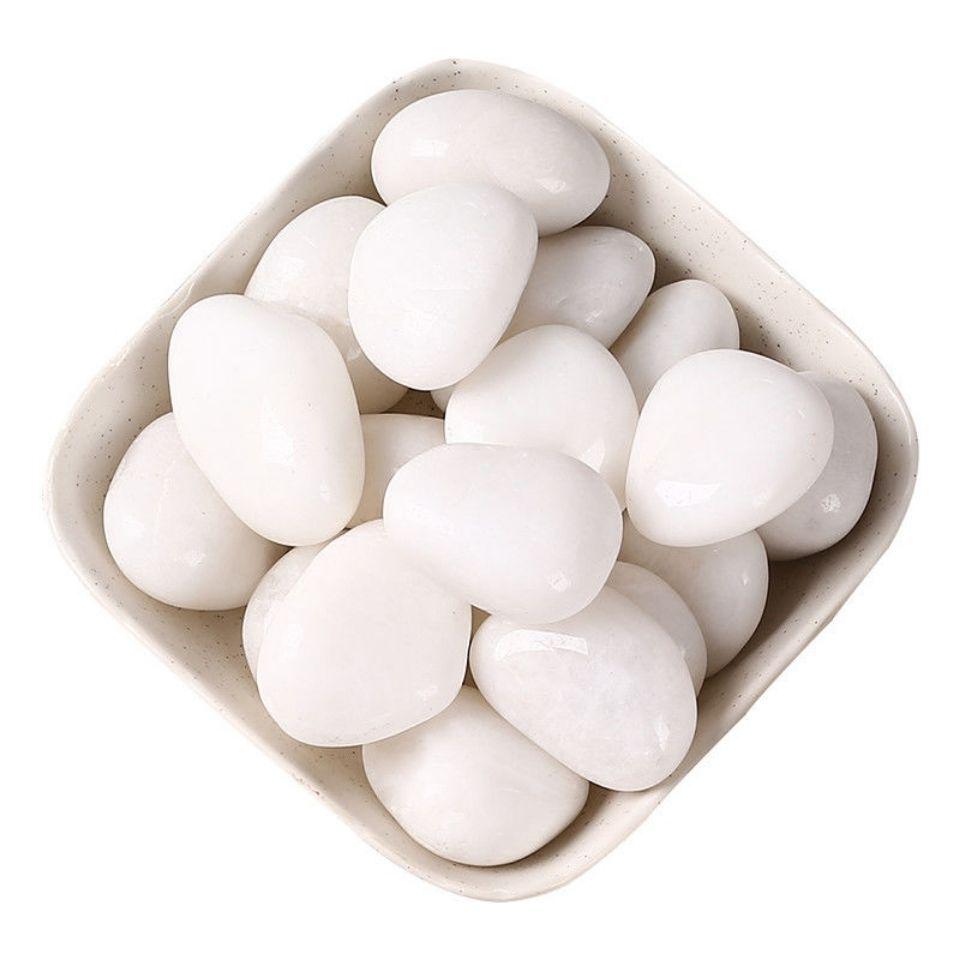 Polished White Natural Pebble Stones for Hydroponics, Fish Tanks, Landscaping, and Balcony Decor