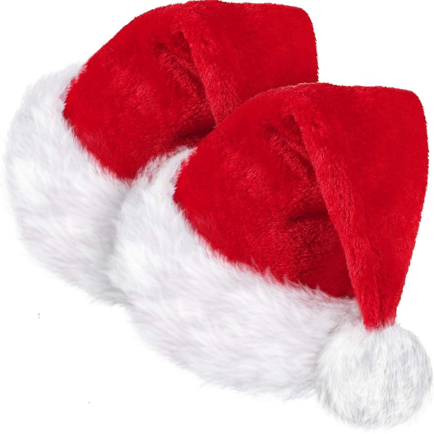 

2 Santa Hat Christmas Cap Unisex Xmas Holiday Hat Bulk for New Year Party Supplies Christmas Decoration (red, 12.6 X 17.7 Inch)