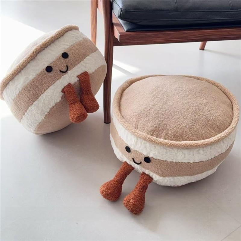 Soft Cake Plush Pillow For Couch Bed Decor With Padded Fill And Design Cute