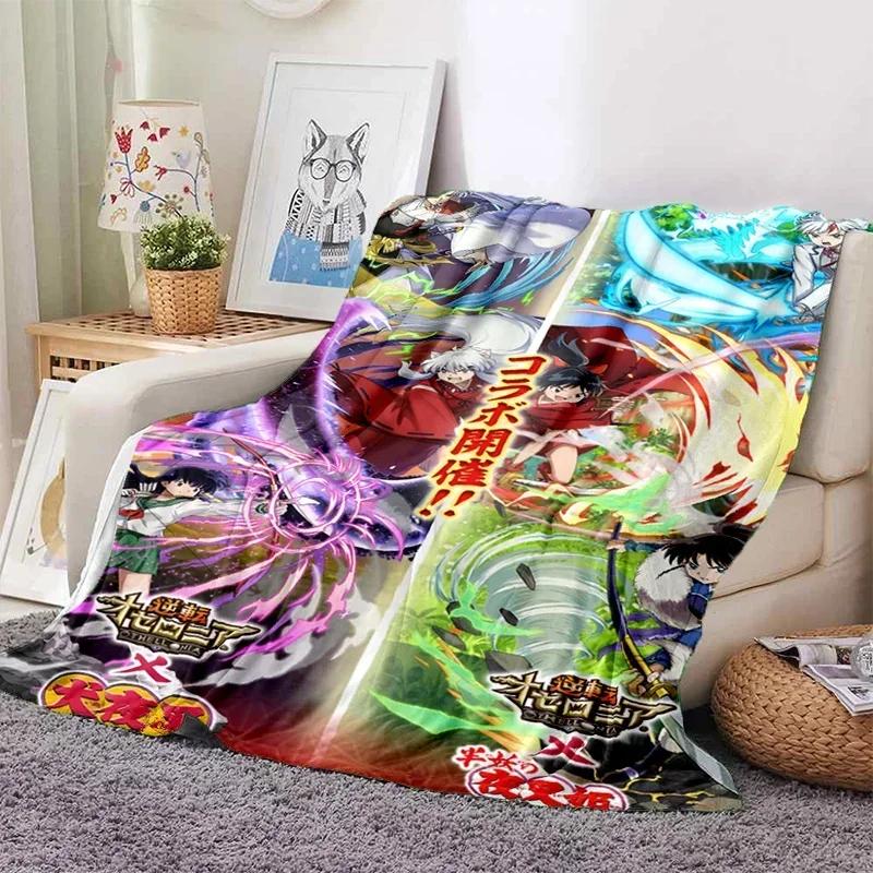 Anime Inuyasha Throw Blanket Soft Flannel Thin Blankets for Bed Sofa Cover Bedspread Picnic Cooling Gift Home Deco