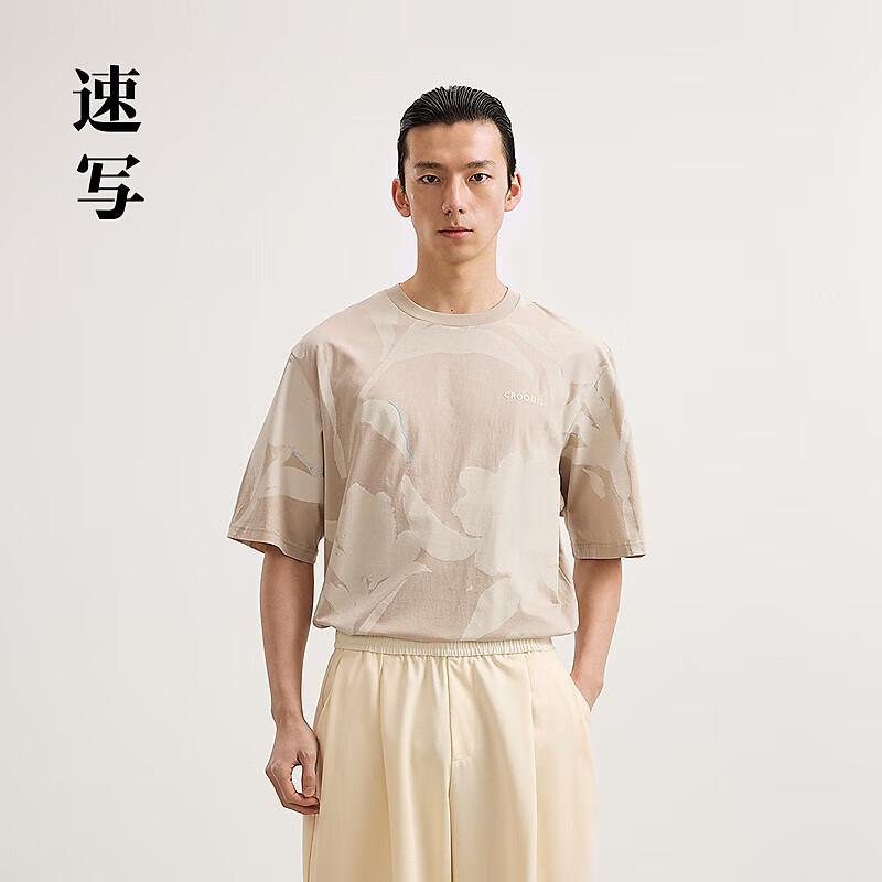CROQUIS Men's 2025 Summer Loose Round Neck Cotton T-Shirt