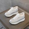 2026 Women's Wedge Platform Thick Sole Casual Shoes - Height-Boosting, All-Season White Flats with Extra Velvet