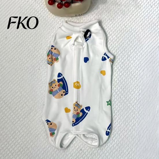 Cat Anti-lick Suit Recovery Suit, Soft Cotton Clothing, Cute Cartoon Print Four-Leg Clothes, Easy Buckle Clothes After Surgery Apparel for Female Male