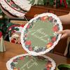 Christmas Snowflake Embroidered Round Table Placemat Heatproof Waterproofs Washable Decorative Dining Accessory