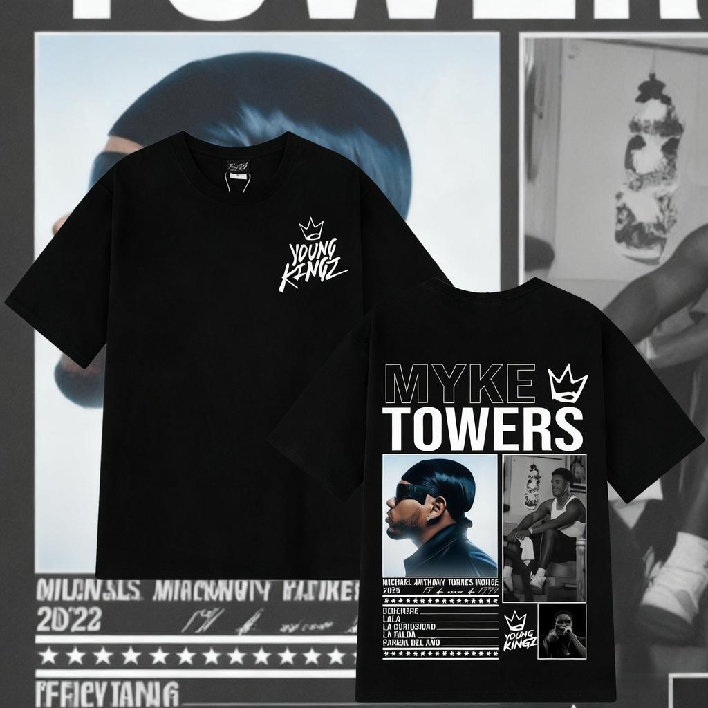 2025 Summer Rapper Myke Towers Tshirts Unisex Women Oversized T Shirt 100 Pure Cotton Printed Breathable Leisure Tshirt Y2k