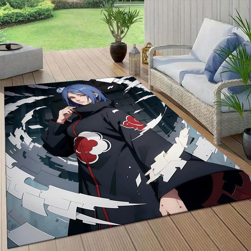 Konan Akatsuki Robe Flannel Pattern Square Carpet,Area Rug,Carpet Rug for Living Room Bedroom Sofa Playroom Decor,Non-slip Floor Mat