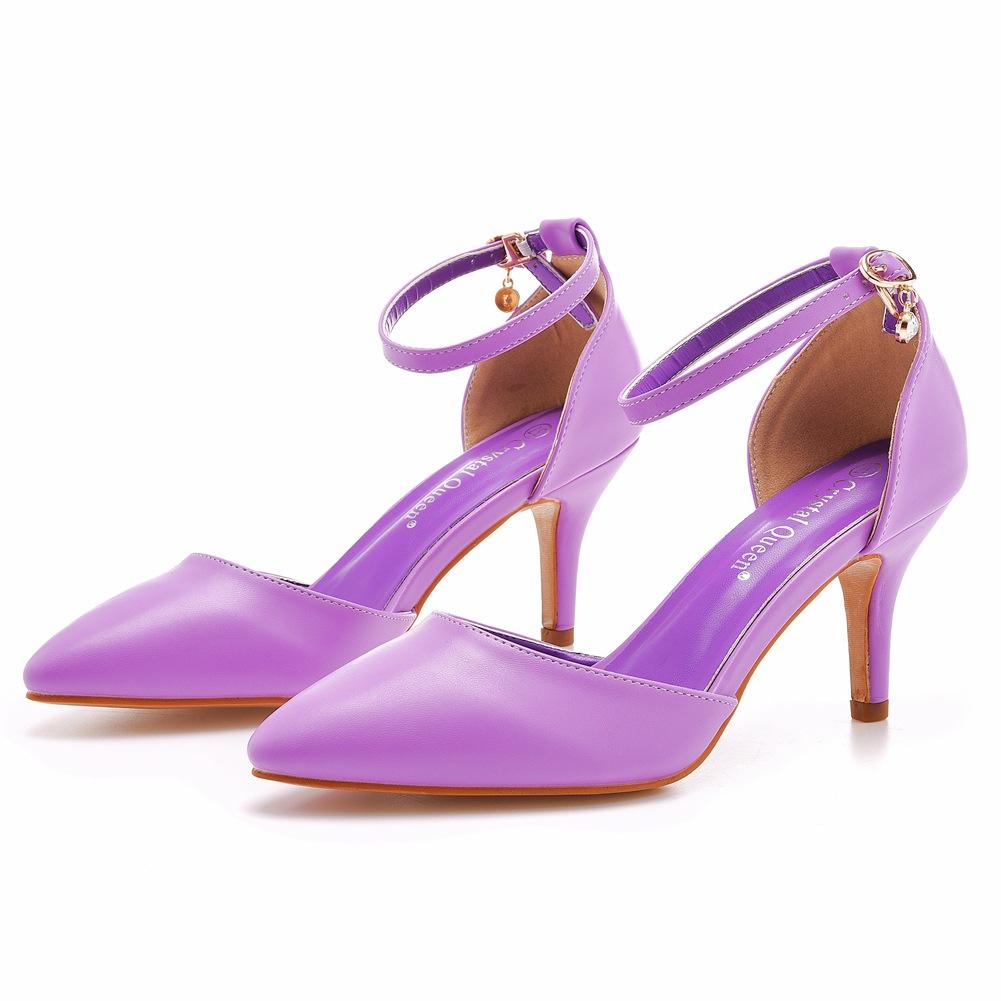 Plus Size Shoes for Women Summer Fashion PU Comfortable Buckle Strap Pointed Toe Sandals Party Evening Wedding Sandalias Mujer