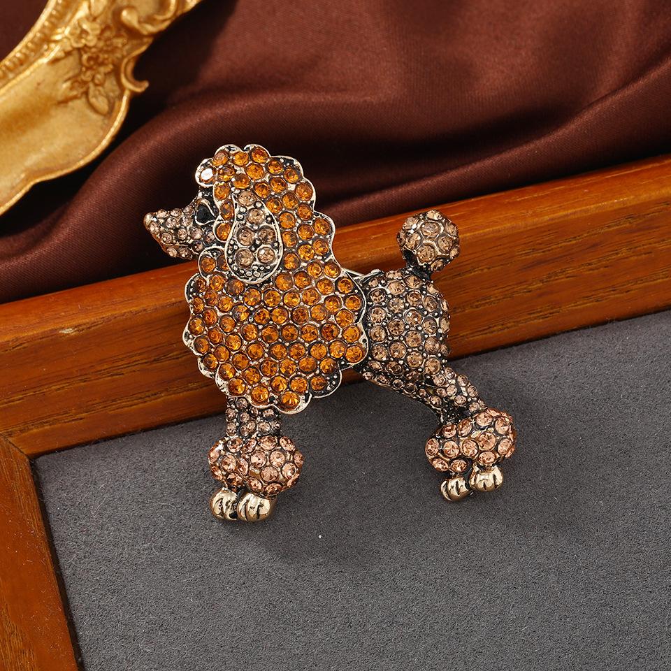 

Vintage Rhinestone Dog Brooch, Fashionable Suit Cartoon Animal Accessory Pin, Banquet Gift Corsage One Size