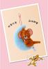 Cat and Mouse Under Moon and Stars Plush Pendant - Cute Starry Sky Keychain Charm