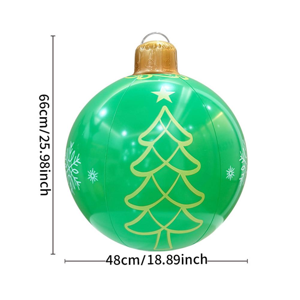 48cm Christmas Inflatable Ball Pendant Colored Xmas Print Ball Decoration Ornament Celebration Ball Party Home Festive Decor