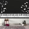 2D Blackboard Music Theme Backdrop Piano Keys and Notes for Musician Party Background