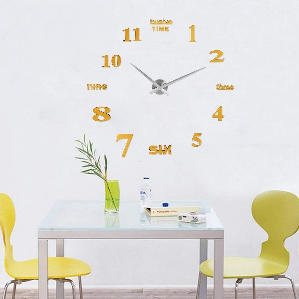 Yiteng 3D Radio Wave Luminous DIY Handmade Clock Wall Clock Wall Sticker with Arabic Numerals and English Letters Simple Stylish Free Placement