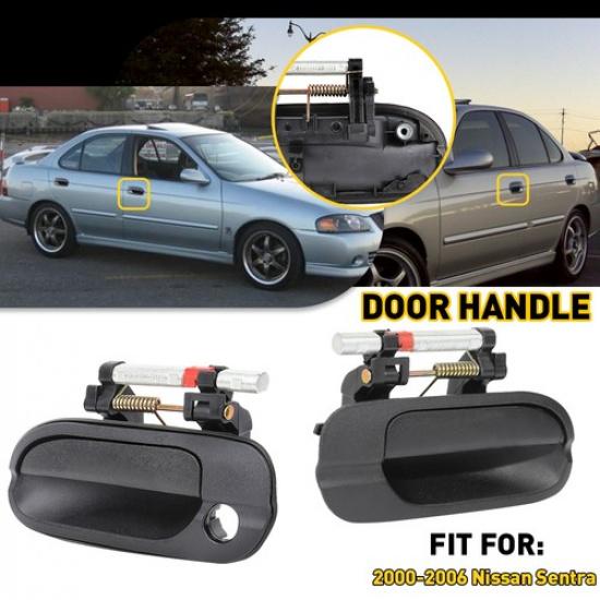 

Front Left +Right Smooth Black Exterior Door Handle For 2000-2006 Nissan Sentra