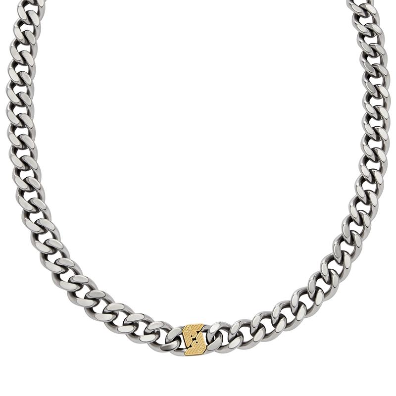 

Emporio Armani Light Luxury Hip Hop Cuban Chain Fashion Simple Trendy Street Style Stainless Steel Necklace Men necklace Silver EGS3187040 Shopping Bag