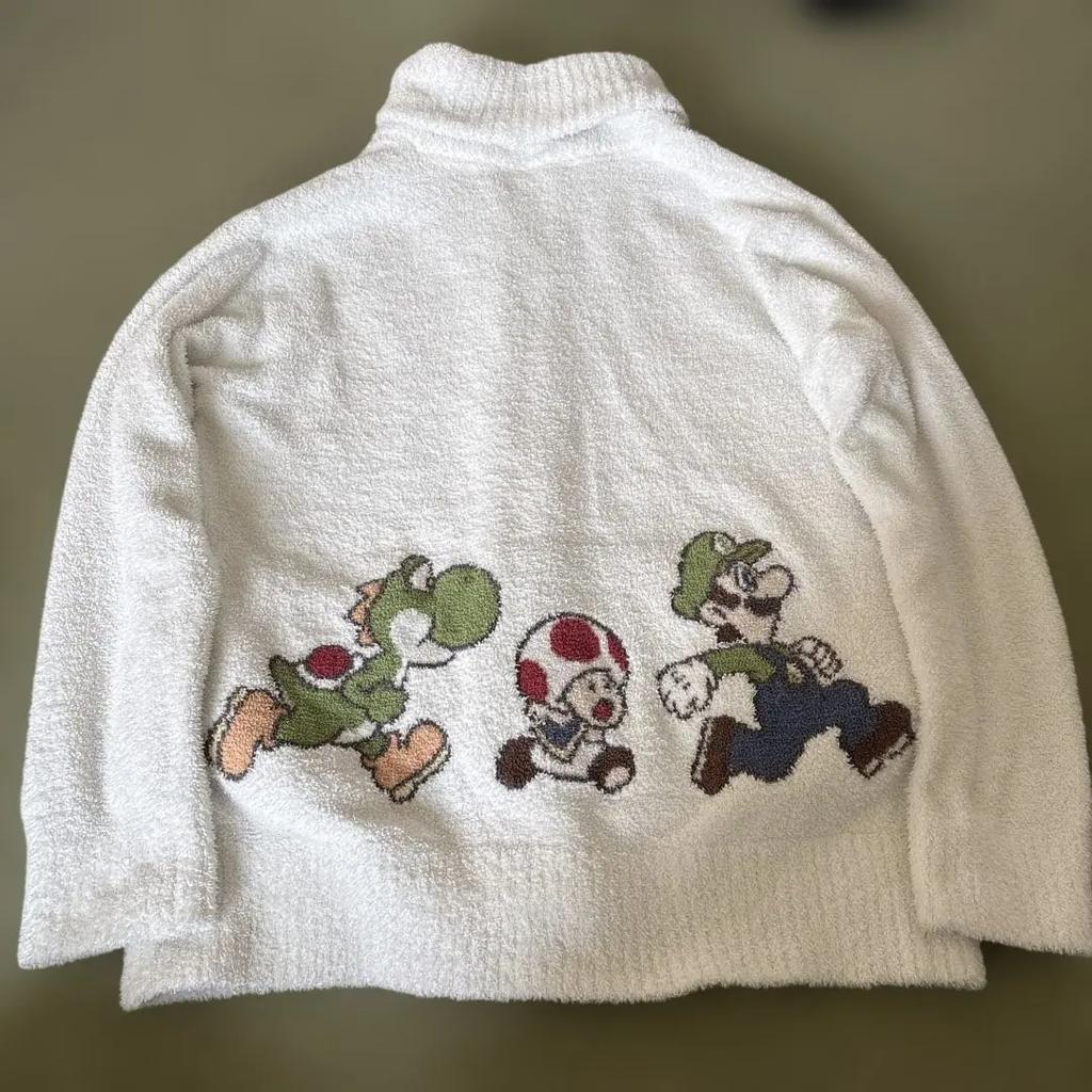 GELATO PIQUE X Super Mario Bros Unisex Cardigan White Long Sleeve Used Good FS