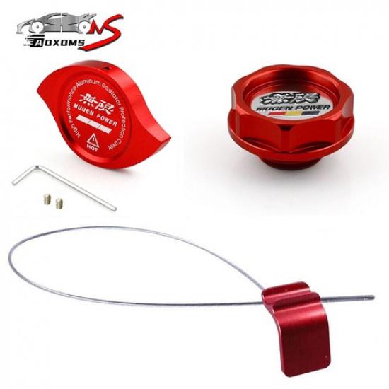 Red Oil Filler Cap+ Radiator Cap+ Oil Dipstick For Honda Acura K20 K Series