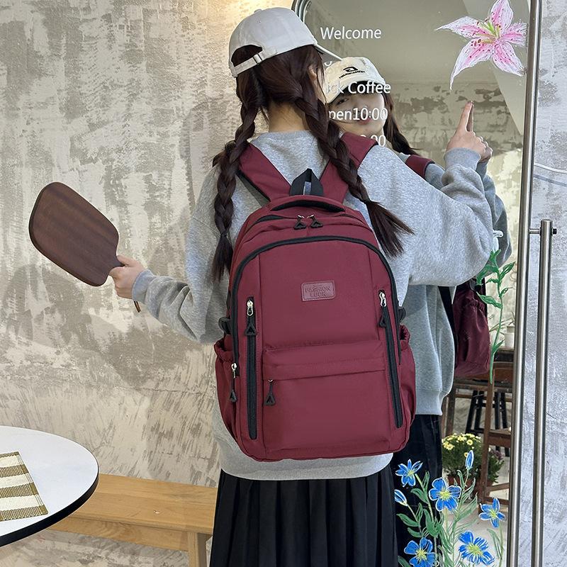 Schultasche neue Schultasche weibliche Studentin einfarbig Rucksack mit großem Fassungsvermögen mehrschichtig Rucksack für Mittelschüler