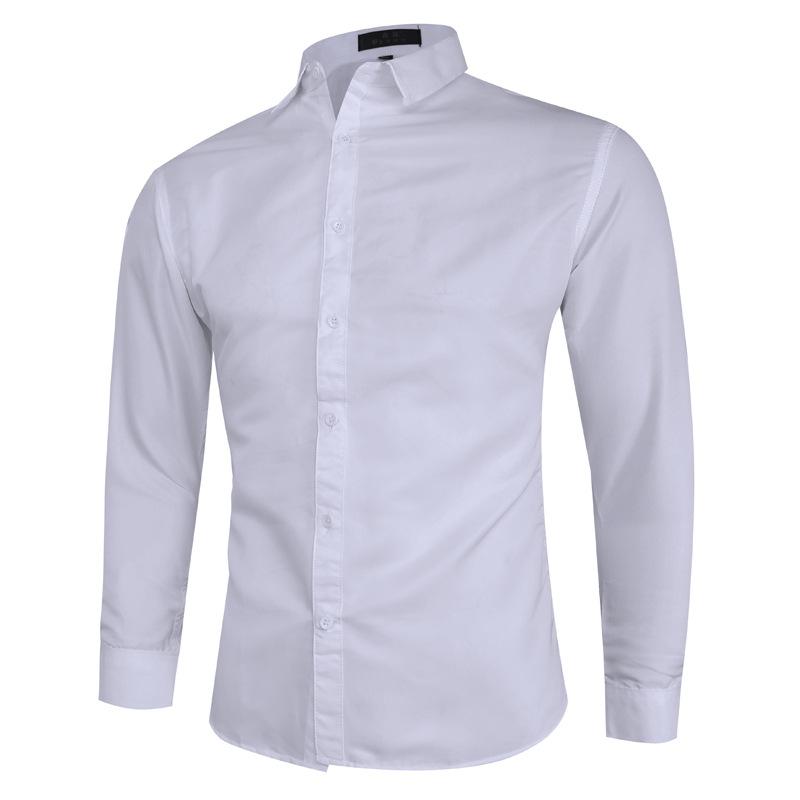 Solid Color Shirt for Men Lapel Top Shirt with Long Sleeves