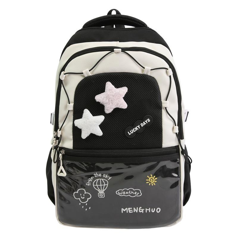 Schoolbag Dopamine High-value Schoolbag Female Cute Student Backpack Niche Contrasting Color Large-capacity Backpack Small Food Intake Pain Bag