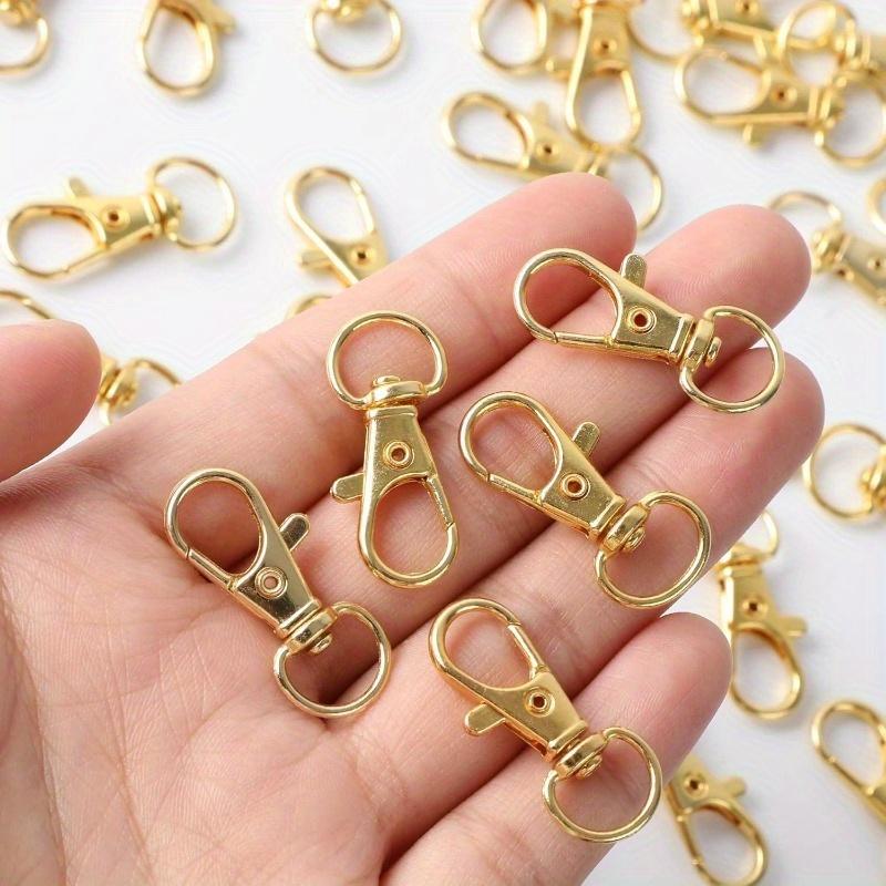100PCS Gold Swivel Clasps Lanyard Snap Hooks with Key Rings Clip Hooks Lobster Claw Clasps for Keychains Jewelry DIY Crafts.