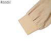 ZANZEA Women Turn Down Collar Loose Casual 3/4 Sleeve Long Dress