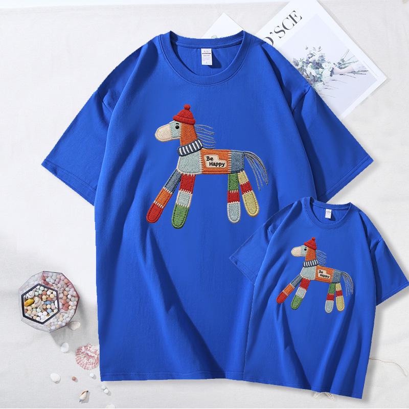2026 Year of the Horse Red T-Shirt - Unisex Cotton Short Sleeve for Family Photos & New Year Greetings