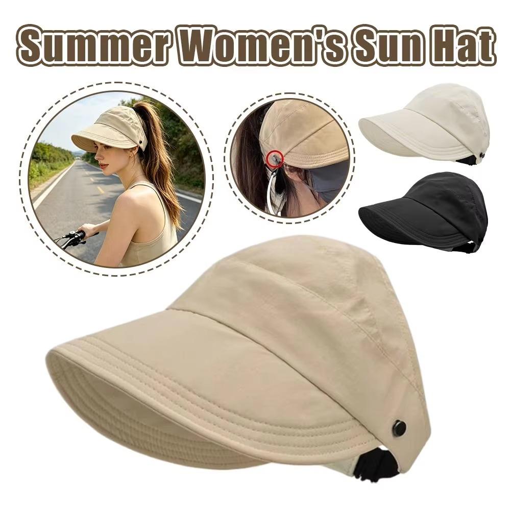 Womens Summer Ponytail Baseball Cap Quick Dry Foldable Visor Uv Protection Beach Hiking Outdoor
