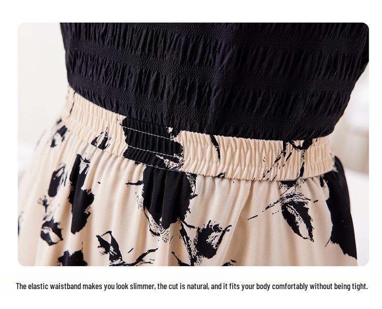 Damen Chiffon Blumen A-Linien Rock - Stilvoller Sommer Elastischer Bund Überwurf