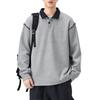 Autumn New Neckline Splicing Polo Shirt Top Men's Casual Street Lapel Sweater