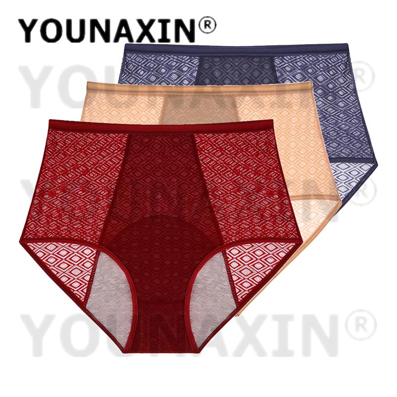 3PCS Women's Underwear High Waist Period Panties Leakproof Briefs Breathable Mesh Menstrual Lingerie Fit 40-85kg Wear
