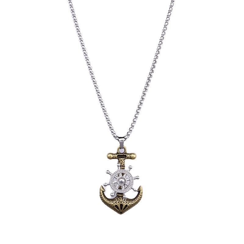 Modischer Retro Beweglicher Anker Titanstahl Herren Trendiger Anhänger Schmuck Anhänger Halskette